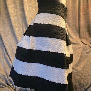 Xhiliration: Two-toned, Black/White, Striped, Miniskirt